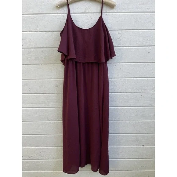 Bohme' | Dresses | Bohme Dress Burgundy Red Empire Waist Sleeveless Maxi  Length Chiffon Beachy | Poshmark
